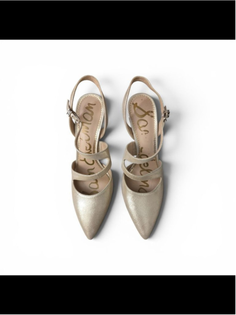 Women's Sam Edelman Gold Pointed Toe Strappy Heels